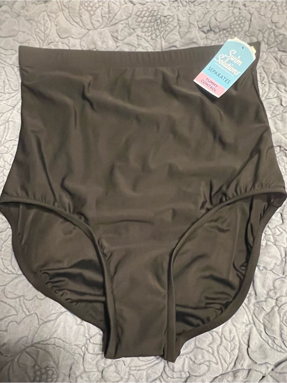 Swim Solutions Black Tummy Control Swim Bottom Size 16 NWT